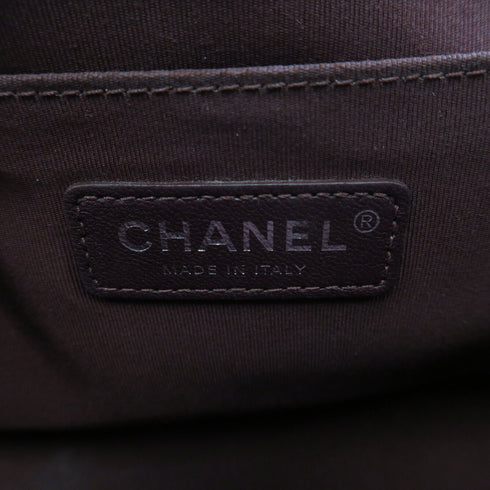 CHANEL CC SHW Boy 25 Chain Shoulder Bag Lambskin Leather Black