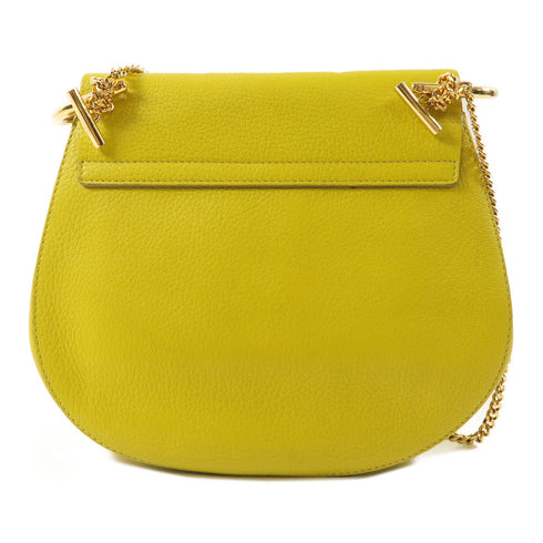 CHLOE GHW Drew Bag Chain Shoulder Bag Calfskin Leather Yellow