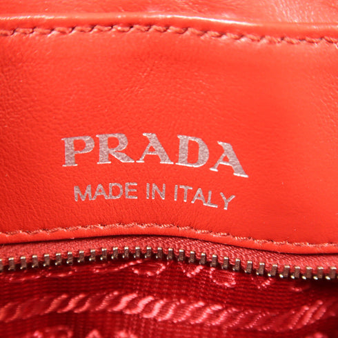 PRADA SHW Chain Shoulder Bag Calfskin Leather Red