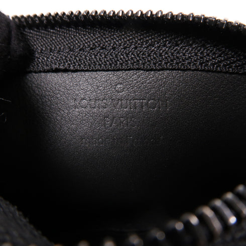 LOUIS VUITTON LV Pochette Cle Key Coin Case M81031 Aerogram Leather Black