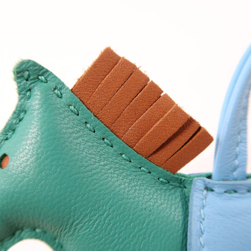HERMES Rodeo Bag Charm 064929CA Swift Leather Green/Blue/Brown