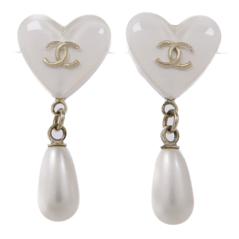 CHANEL CC Earrings PVC/Metal White