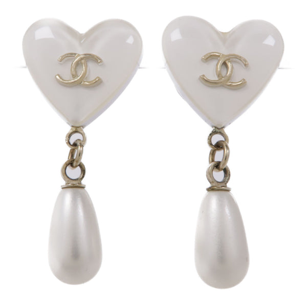 CHANEL CC Earrings PVC/Metal White
