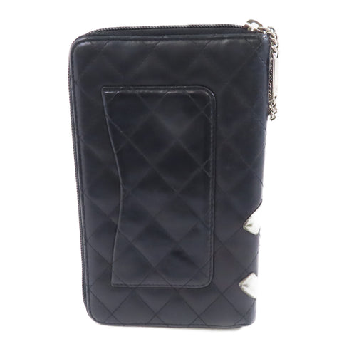 CHANEL Quilted CC SHW Cambon Long Wallet Leather Black
