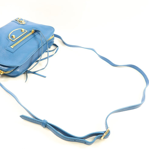 BALENCIAGA GHW Shoulder Bag Calfskin Leather Blue 467229