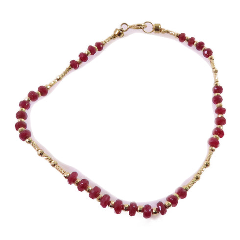 JEWELRY Red Stone Bracelet 18K Yellow Gold
