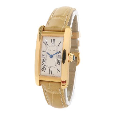 CARTIER Tank American Quartz Watch W2607456 18K Yellow Gold White