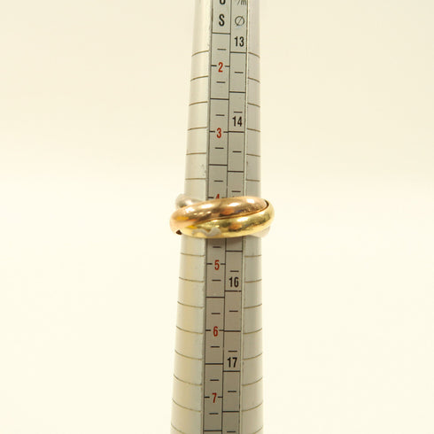 CARTIER Trinity Ring 18K Pink Gold/Yellow Gold/White Gold US#4 Cartier#48