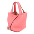 HERMES PHW Picotin PM Hand Bag/Bucket Tote Bag Clemence Leather Rose Azalee