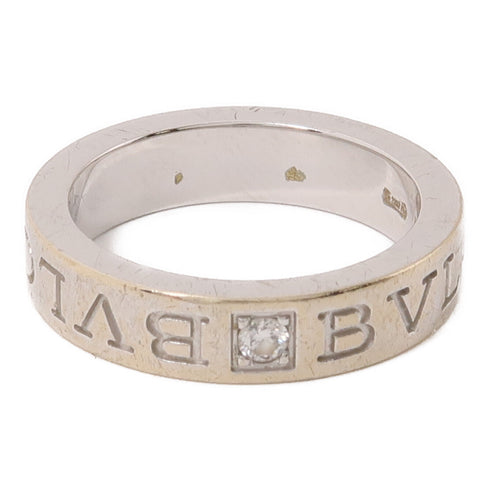 BVLGARI Double Logo 1p Diamond Ring 18K White Gold US#4.25
