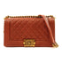 CHANEL CC Boy 25 Chain Shoulder Bag Calfskin Leather Red