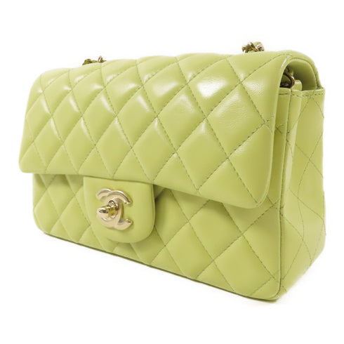 CHANEL CC GHW Classic 20 Shoulder Bag A69900 Lambskin Leather Light Green