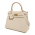 HERMES GHW Kelly 25 2 Way Shoulder Bag Togo Leather White