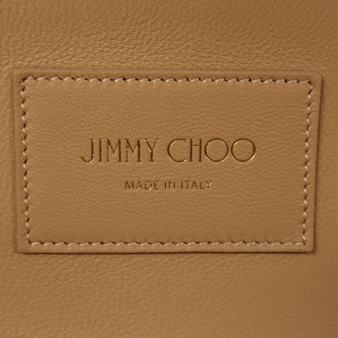 JIMMY CHOO GHW Ellipse Glitter Clutch Bag Chain Shoulder Bag Fabric Silver