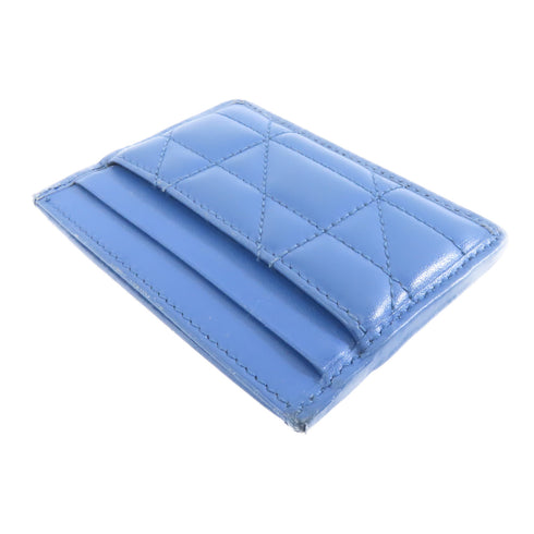 GUCCI GG SHW Card Case Calfskin Leather Blue