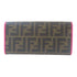 FENDI GHW Long Wallet PVC Coated Canvas Brown Pink