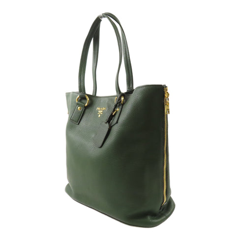 PRADA GHW Vitello Daino Shoulder Handbag Tote Bag BR4372 Calfskin Leather Green