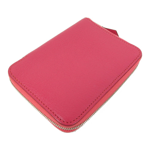 HERMES PHW Azap Wallet Zipper Wallet Chevre Leather Rose Mexico