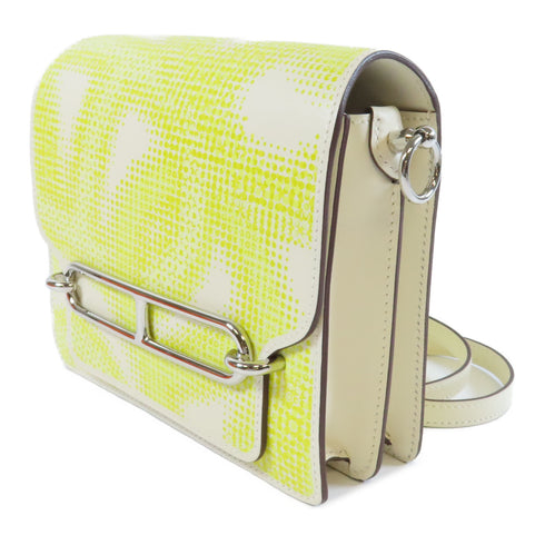 HERMES PHW Mini Roulis Circuit Shoulder Bag Crossbody Veau Swift Nata/Lime