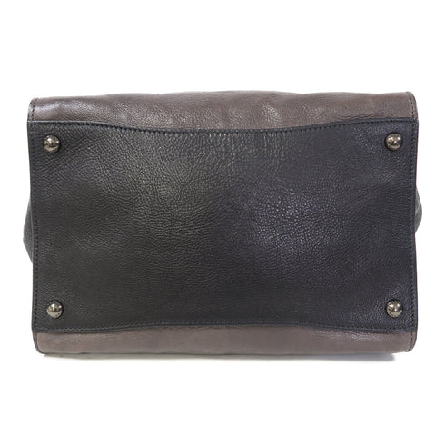 PRADA SHW 2 Way Shoulder Bag Calfskin Leather Grey/Black