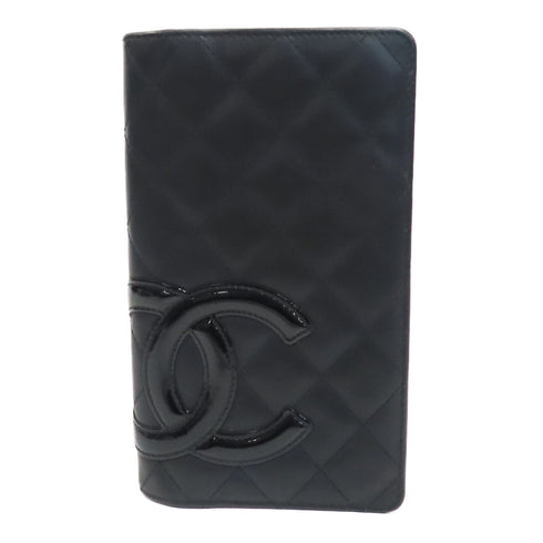 CHANEL Quilted CC SHW Cambon Long Wallet Calfskin Leather Black/Pink