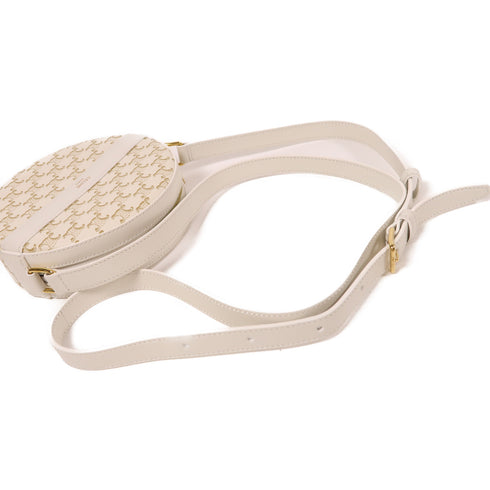 CELINE Round Purse On Strap Shoulder Bag 10G342DSF.01WW Coated Canvas Leather