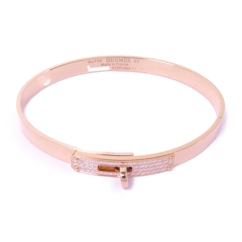 HERMES 0.26ct Diamond Bracelet Bangle 18K Pink Gold
