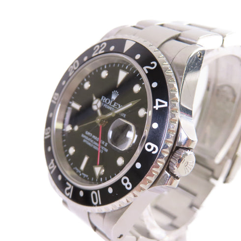 ROLEX GMT Master II Automatic Watch Stainless Steel 16710 Black Silver