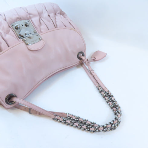 MIU MIU SHW Chain Shoulder Bag Calfskin Leather Pink