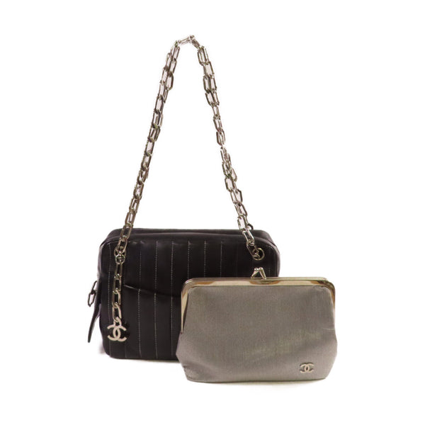 CHANEL CC SHW Chain Shoulder Bag Calfskin Leather Black v7