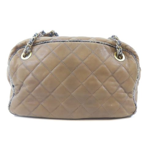 Chanel CC GHW Shoulder Handbag Leather Brown