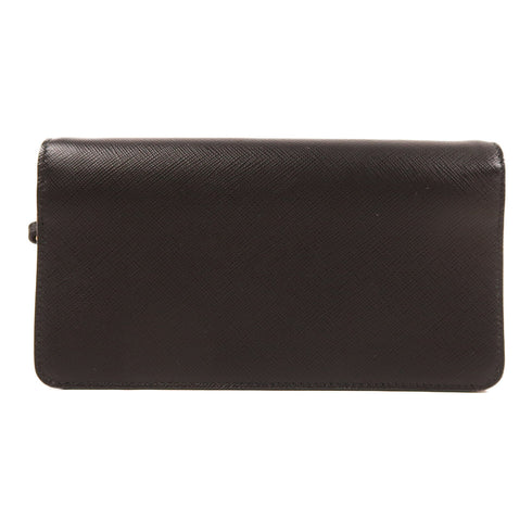 PRADA GHW Wallet On Chain Shoulder Bag 1DH029 Calfskin Leather Black