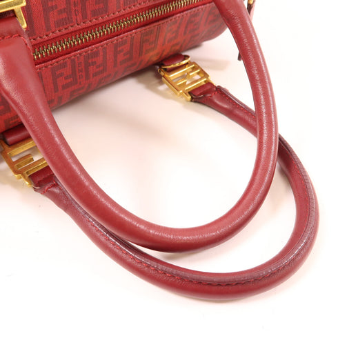 FENDI GHW Handbag Coated Canvas Red 8BL068 FB5