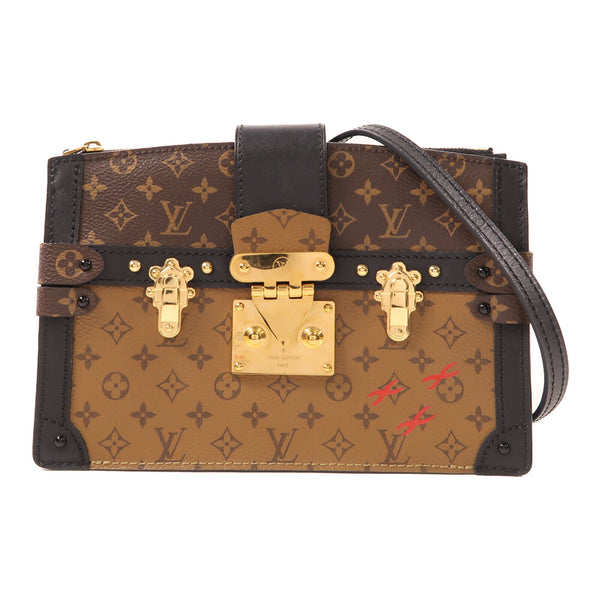 LOUIS VUITTON LV GHW Trunk Clutch Shoulder Bag M43596 Monogram Reverse Brown