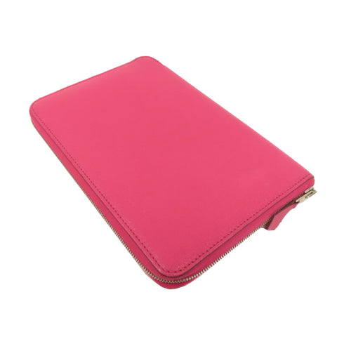 HERMES PHW Zipper Long Wallet Chevre Leather Rose Tyrien