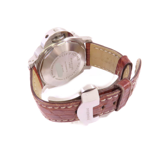 PANERAI Luminor Marina Automatic Watch Leather Belt SS PAM00048 Black