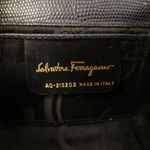 Salvatore Ferragamo GHW Chain Shoulder Bag Calfskin Leather Blue