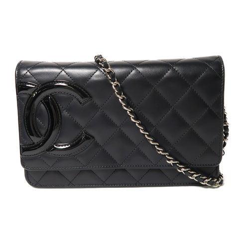 CHANEL Quilted CC SHW Cambon Wallet On Chain Shoulder Bag Calfskin Leather Black
