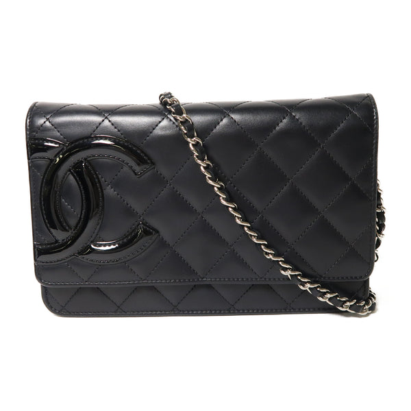 CHANEL Quilted CC SHW Cambon Wallet On Chain Shoulder Bag Calfskin Leather Black