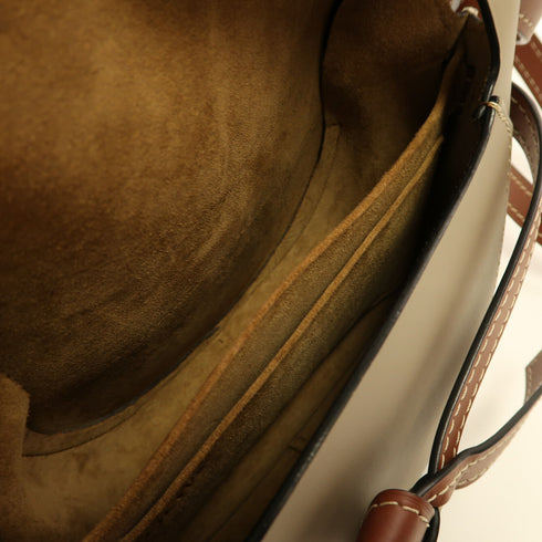 LOEWE GHW Gate Small Shoulder Bag Calfskin Leather Beige/Brown