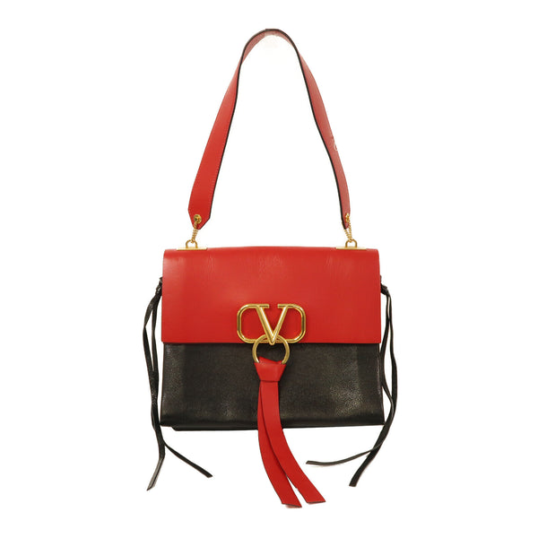 Valentino GHW Shoulder Bag Calfskin Leather Black/Red