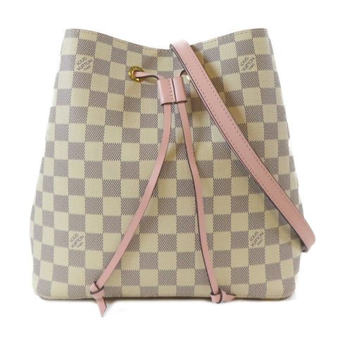 LOUIS VUITTON LV GHW Neo Noe MM Shoulder Bag N40152 Damier Azur White Pink