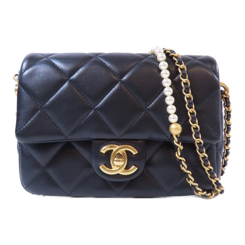 CHANEL Quilted CC GHW Chain Shoulder Bag AS2855 Lambskin Leather Black