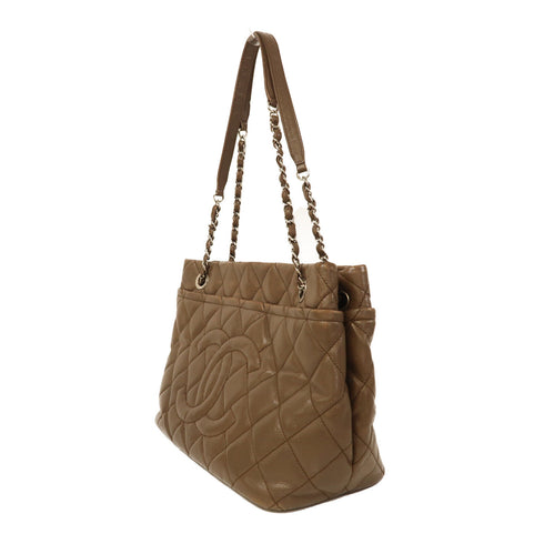 CHANEL CC SHW Chain Shoulder Bag Calfskin Leather Brown