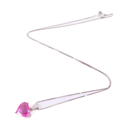 FINE JEWELRY 2.70ct Pink Sapphire 0.20ct Diamond Necklace PT850 Platinum
