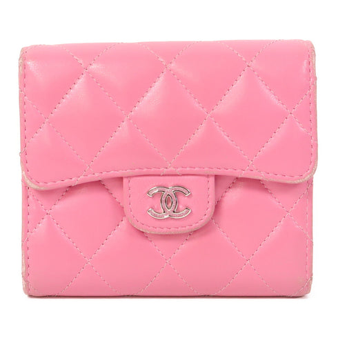CHANEL CC SHW Wallet Quilted Lambskin Leather Pink