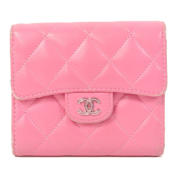 CHANEL CC SHW Wallet Quilted Lambskin Leather Pink