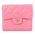 CHANEL CC SHW Wallet Quilted Lambskin Leather Pink