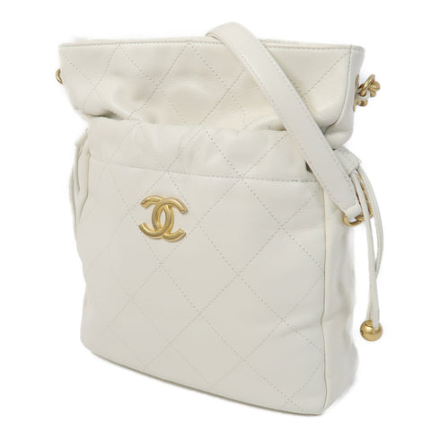 CHANEL Quilted CC GHW Chain Shoulder Bag AS2985 Lambskin Leather White