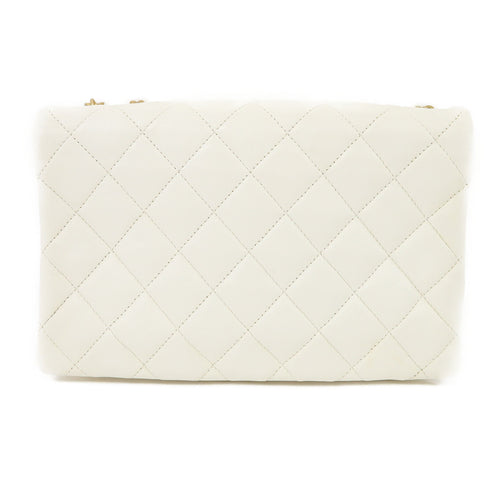 CHANEL Quilted CC GHW Chain Shoulder Bag Crossbody Leather White